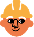 Icone minimaliste qui représente un visage orange simplifié et souriant avec un casque de chantier symbole du mécénat d'entreprise